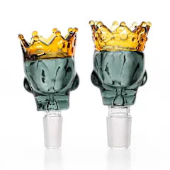 Skull with Crown Glass Bowl, Black 14mm