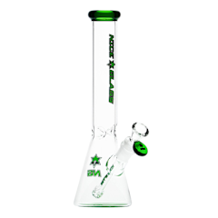 11" 7mm Nice Glass Slim Beaker with Bottom Design Green