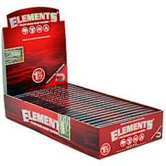Elements Red Slow Burning Hemp Rolling Papers Units, 1 1/4
