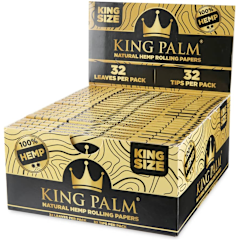 King Palm Hemp Rolling Papers and Tips Units, King Size