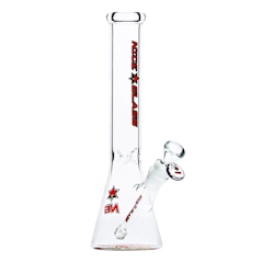 11" 7mm Nice Glass Slim Beaker with Bottom Design Red
