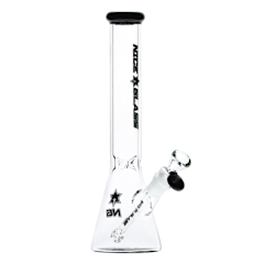 11" 7mm Nice Glass Slim Beaker with Bottom Design Black